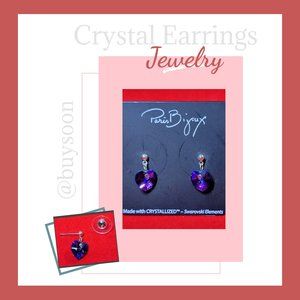 Swarovski Element Crystal Drop Heart Earrings